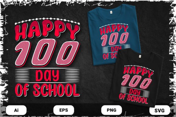 Back to School 100 Day Tshirt Design SVG: Graphics & Print Templates