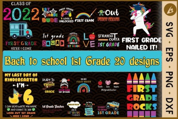 Back to School 1st Grade Bundle SVG for Crafts & Graphics