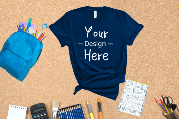 Back to School Blue Navy T-shirt Mockup: Graphics & T-Shirts