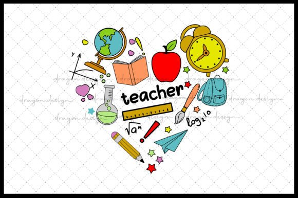 Back to School Heart Supplies SVG: Crafts & Graphics