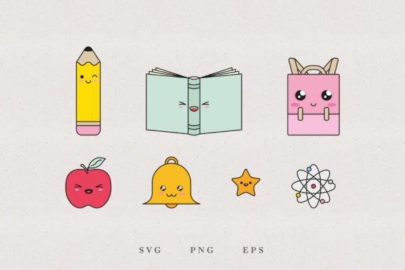 Back to School Kawaii Clip Arts: Graphics for Crafts & Content