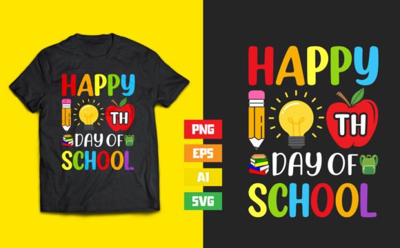 Happy 100th Day of School Graphics & T-Shirt Designs