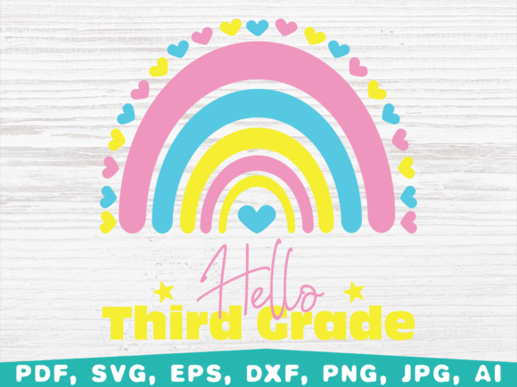 Hello 3rd Grade Rainbow Graphics