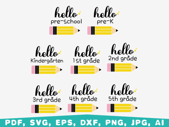 Hello School, Back to School SVG Graphics for Crafts