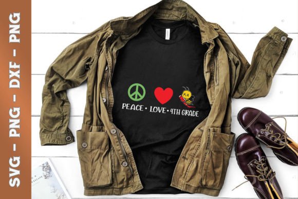 Peace Love 4th Grade Back to School Graphics & T-Shirt Designs