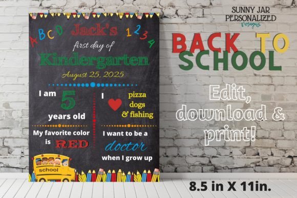 Personalized Back to School Sign: Graphics & Print Templates